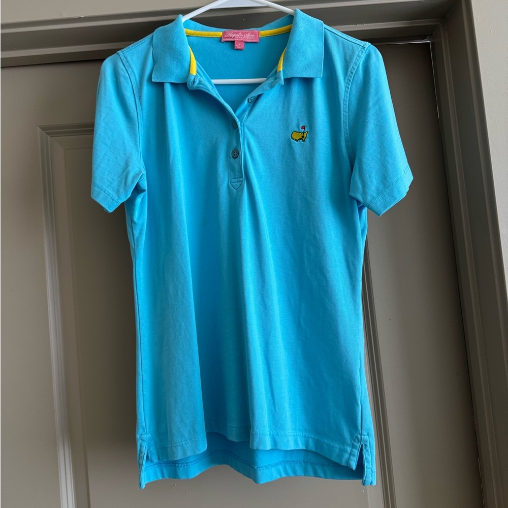 Magnolia Turquoise Short Sleeve Polo with Yellow Trim